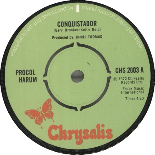 Procol Harum Conquistador 7" vinyl single (7 inch record / 45) UK PRH07CO696666