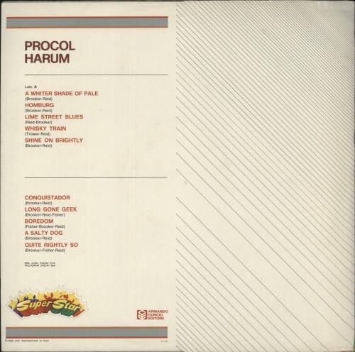 Procol Harum Procol Harum vinyl LP album (LP record) Italian PRHLPPR656215