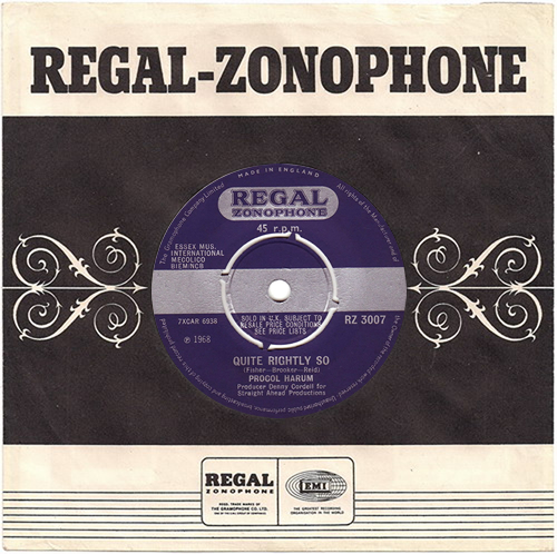 Procol Harum Quite Rightly So 7" vinyl single (7 inch record / 45) UK PRH07QU255924