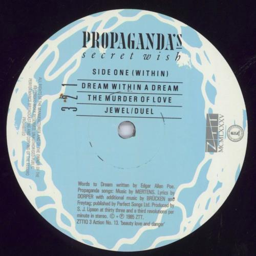 Propaganda A Secret Wish - EX vinyl LP album (LP record) UK PROLPAS819431