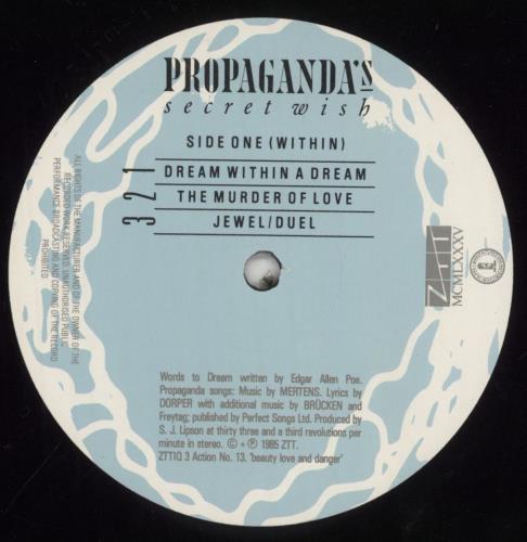 Propaganda A Secret Wish vinyl LP album (LP record) UK PROLPAS36429