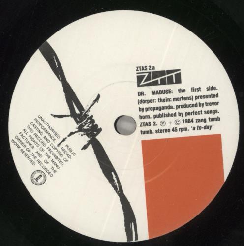 Propaganda Dr Mabuse (A Paranoid Fantasy) - A2-u 7" vinyl single (7 inch record / 45) UK PRO07DR08026