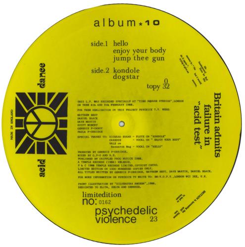 Psychic TV Album 10 picture disc LP (vinyl picture disc album) UK PTVPDAL794208