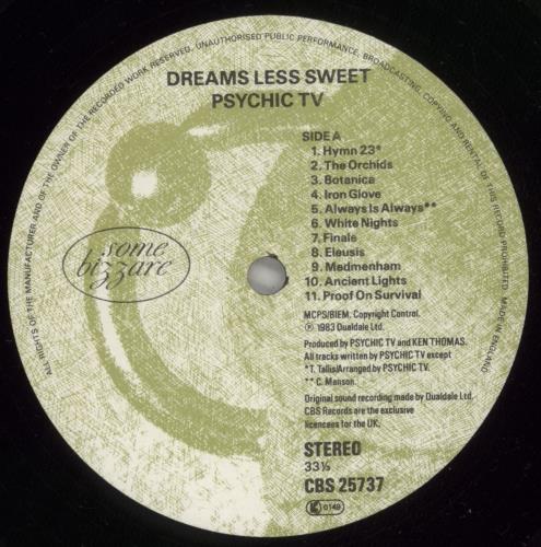Psychic TV Dreams Less Sweet + Bonus Limited Edition 12" 2-LP vinyl record set (Double LP Album) UK PTV2LDR444686