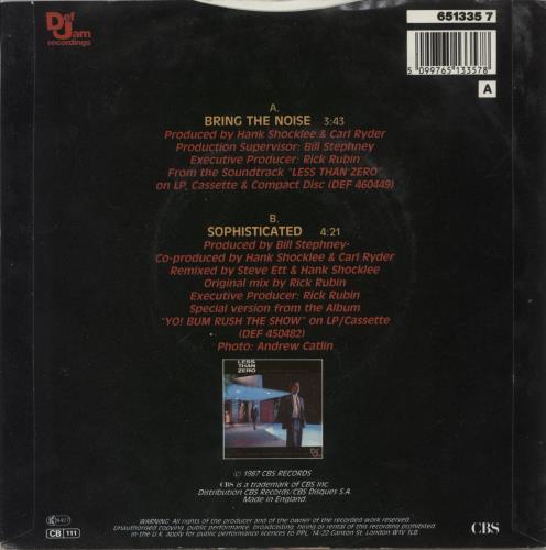 Public Enemy Bring The Noise 7" vinyl single (7 inch record / 45) UK PUB07BR293929