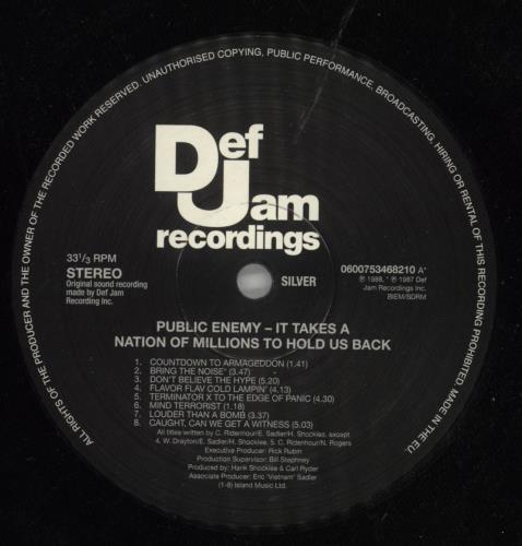 Public Enemy It Takes A Nation Of Millions To Hold Us Back - 180gm vinyl LP album (LP record) UK PUBLPIT866765