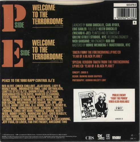 Public Enemy Welcome To The Terrordome 7" vinyl single (7 inch record / 45) UK PUB07WE44036
