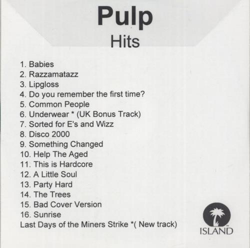 Pulp Hits [UK Version] - CD-R CD-R acetate UK PULCRHI226266