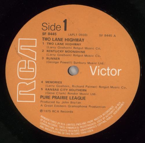 Pure Prairie League Two Lane Highway vinyl LP album (LP record) UK PPLLPTW865984