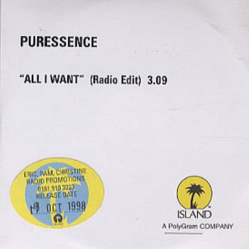 Puressence All I Want - Acetate CD-R acetate UK PCECRAL123750