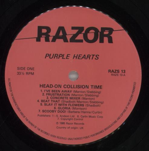 Purple Hearts Head On Collision Time vinyl LP album (LP record) UK PUHLPHE858592
