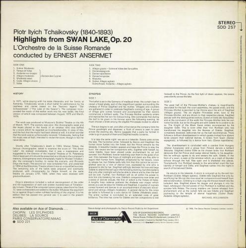 Pyotr Ilyich Tchaikovsky Highlights From Swan Lake Op.20 vinyl LP album (LP record) UK T3NLPHI778082