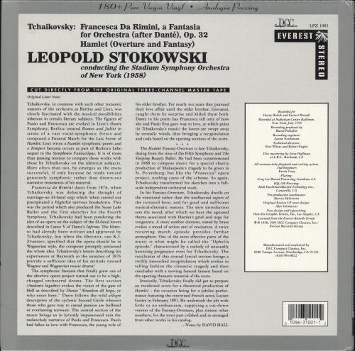 Pyotr Ilyich Tchaikovsky Leopold Stokowski Conducting � Francesca Da Rimini/Hamlet - 180gm vinyl LP album (LP record) US T3NLPLE881154