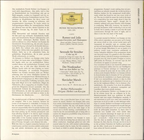 Pyotr Ilyich Tchaikovsky Peter Tschaikowsky - Herbert Von Karajan vinyl LP album (LP record) German T3NLPPE628450