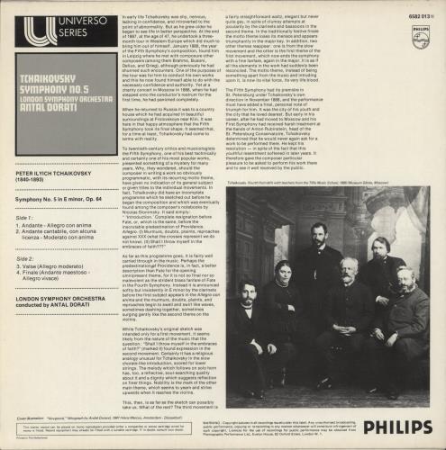 Pyotr Ilyich Tchaikovsky Symphony No. 5 - White Label Test Pressing vinyl LP album (LP record) UK T3NLPSY874958