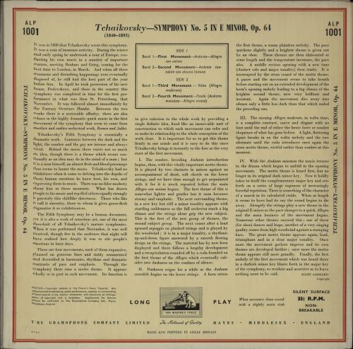 Pyotr Ilyich Tchaikovsky Symphony No. 5 in E Minor vinyl LP album (LP record) UK T3NLPSY660257