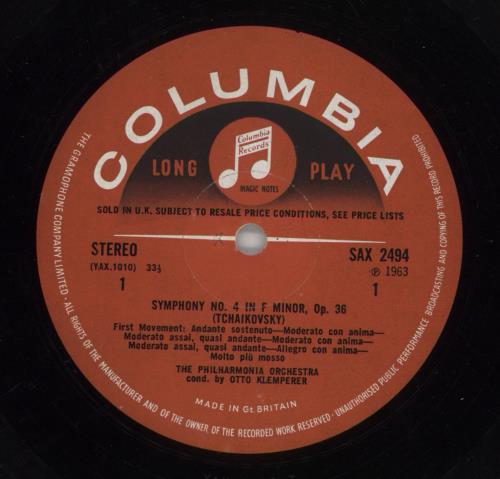 Pyotr Ilyich Tchaikovsky Symphony No.4 in F Minor, Op.36 - 2nd vinyl LP album (LP record) UK T3NLPSY865211