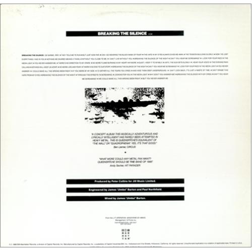 Queensryche Breaking The Silence 12" vinyl single (12 inch record / Maxi-single) US QRY12BR96728