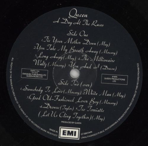 Queen A Day At The Races - 1st - VG vinyl LP album (LP record) UK QUELPAD862932