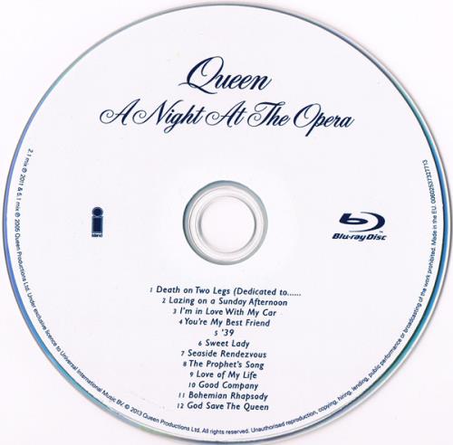 Queen A Night At The Opera - Blu Ray - 5.1 Mix Blu Ray Audio UK QUEABAN772746