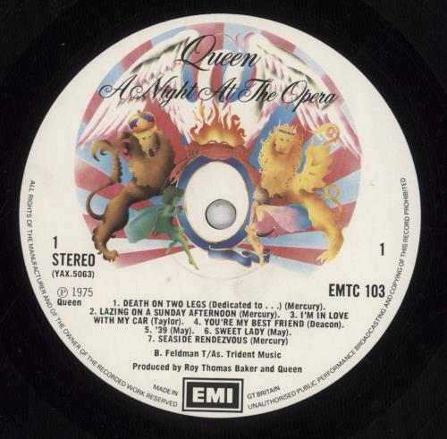 Queen A Night At The Opera - Transitional - EX vinyl LP album (LP record) UK QUELPAN751485