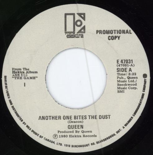 Queen Another One Bites The Dust 7" vinyl single (7 inch record / 45) Canadian QUE07AN216074