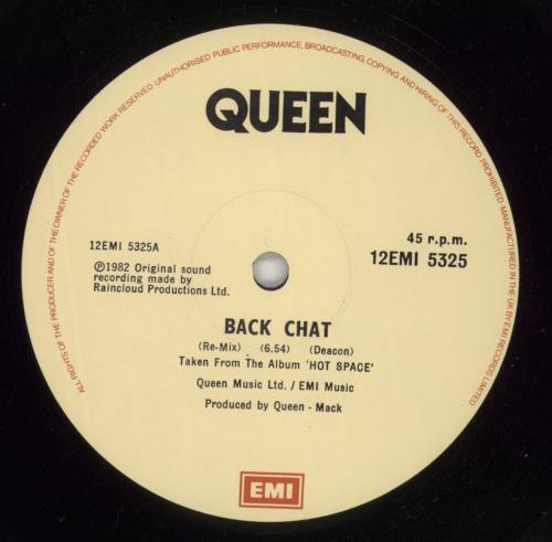 Queen Back Chat - EX 12" vinyl single (12 inch record / Maxi-single) UK QUE12BA515849