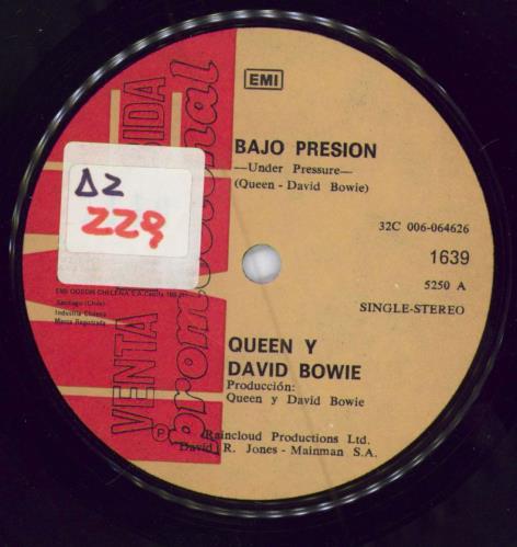 Queen Bajo Presion 7" vinyl single (7 inch record / 45) Chile QUE07BA784078