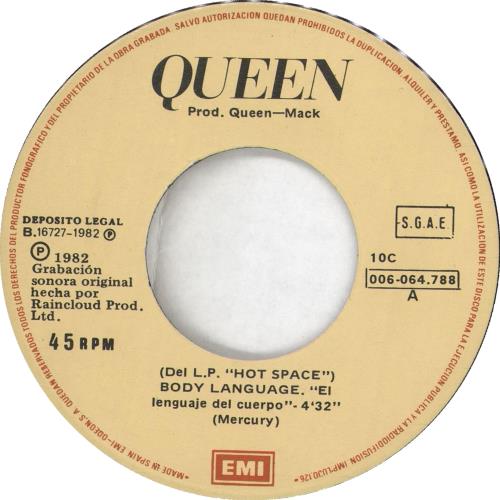 Queen El Languaje Del Cuerpo 7" vinyl single (7 inch record / 45) Spanish QUE07EL719188