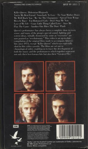 Queen Greatest Flix video (VHS or PAL or NTSC) UK QUEVIGR82756