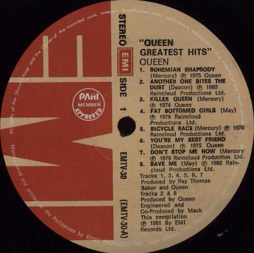 Queen Greatest Hits vinyl LP album (LP record) Philippino QUELPGR672959