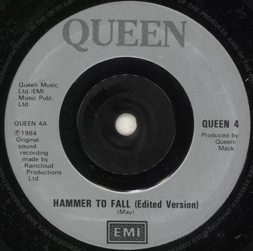Queen Hammer To Fall - Injection Moulded - Factory Sample 7" vinyl single (7 inch record / 45) UK QUE07HA739802