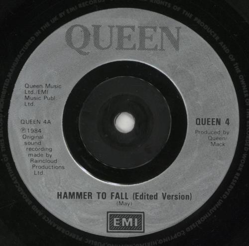 Queen Hammer To Fall - Injection Moulded 7" vinyl single (7 inch record / 45) UK QUE07HA591799