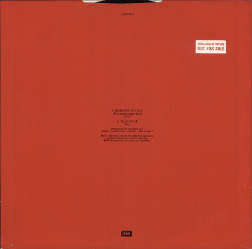Queen Hammer To Fall - Red Sleeve - Factory Sample 12" vinyl single (12 inch record / Maxi-single) UK QUE12HA739754