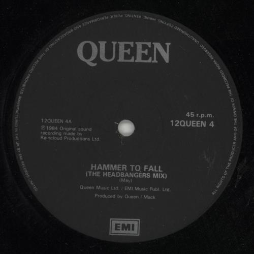 Queen Hammer To Fall - Red Sleeve 12" vinyl single (12 inch record / Maxi-single) UK QUE12HA06612