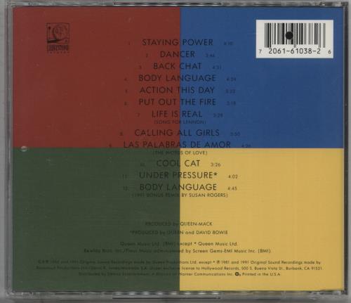 Queen Hot Space CD album (CDLP) US QUECDHO225188