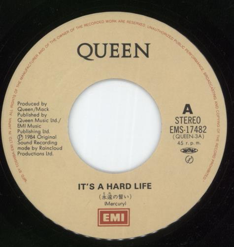 Queen It's A Hard Life - EX 7" vinyl single (7 inch record / 45) Japanese QUE07IT867006