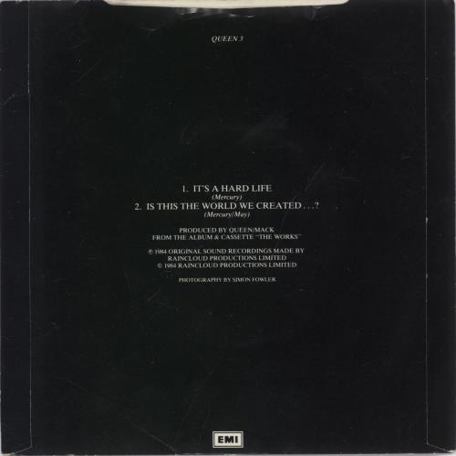 Queen It's A Hard Life 7" vinyl single (7 inch record / 45) Irish QUE07IT891728