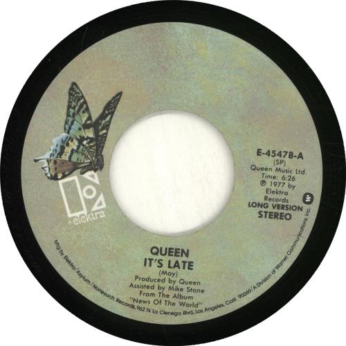 Queen It's Late 7" vinyl single (7 inch record / 45) US QUE07IT191921