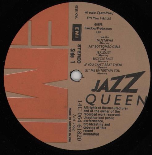 Queen Jazz vinyl LP album (LP record) Greek QUELPJA754509
