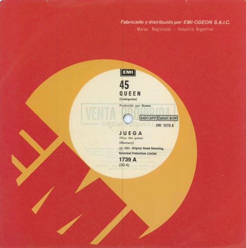 Queen Juega 7" vinyl single (7 inch record / 45) Argentinean QUE07JU784153