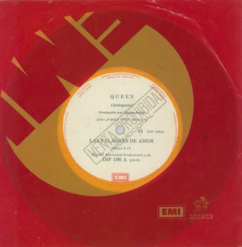 Queen Las Palabras De Amor 7" vinyl single (7 inch record / 45) Argentinean QUE07LA794836