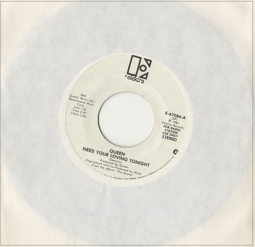 Queen Need Your Loving Tonight 7" vinyl single (7 inch record / 45) US QUE07NE48633