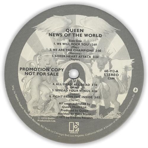 Queen News Of The World vinyl LP album (LP record) US QUELPNE403071