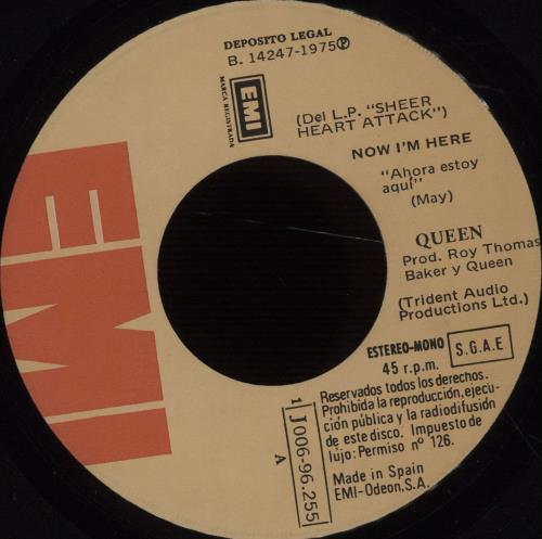 Queen Now I'm Here 7" vinyl single (7 inch record / 45) Spanish QUE07NO672994