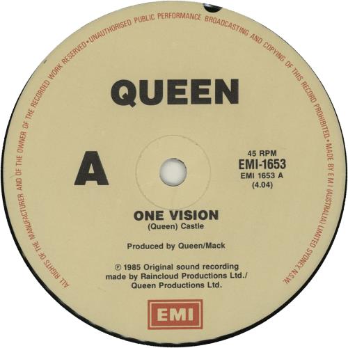 Queen One Vision - Double Sleeve 7" vinyl single (7 inch record / 45) Australian QUE07ON88652