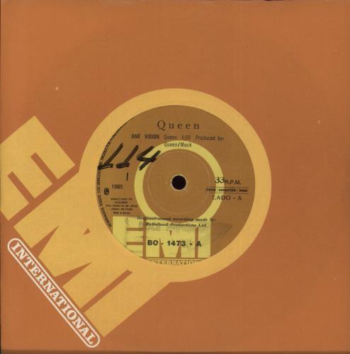 Queen One Vision 7" vinyl single (7 inch record / 45) Bolivian QUE07ON891943