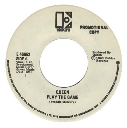 Queen Play The Game 7" vinyl single (7 inch record / 45) Canadian QUE07PL69751