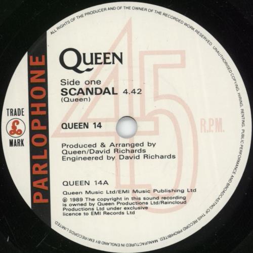 Queen Scandal + P/S 7" vinyl single (7 inch record / 45) UK QUE07SC06910