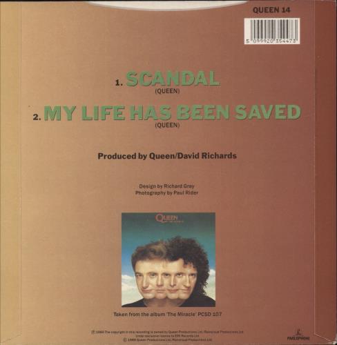 Queen Scandal + P/S 7" vinyl single (7 inch record / 45) UK QUE07SC06910